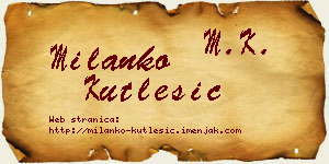 Milanko Kutlešić vizit kartica